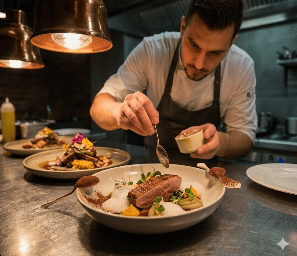 Chef preparing a signature dish